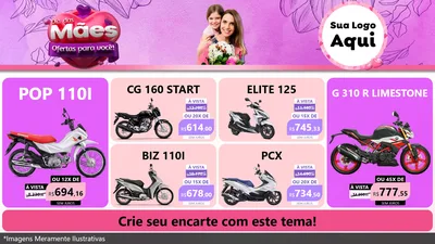 Modelo de TV para TV Horizontal com o tema Dia das Mães Ofertas para Você! para Concessionaria de Motos