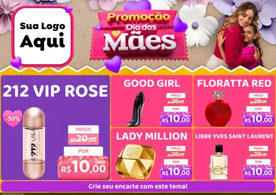 Modelo de Encarte para Encarte A4 Horizontal com o tema Promoção Dia das Mães para Perfumes