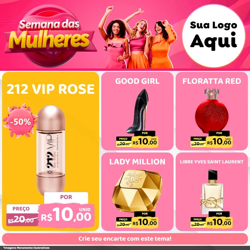 Modelo de Rede Social para Feed Facebook com o tema Semana das Mulheres para Perfumes