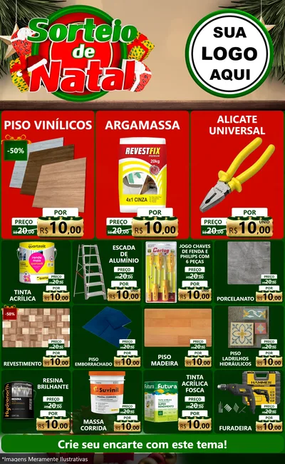 Modelo de Encarte para Encarte Grande com o tema Sorteio de Natal para Material para Construção