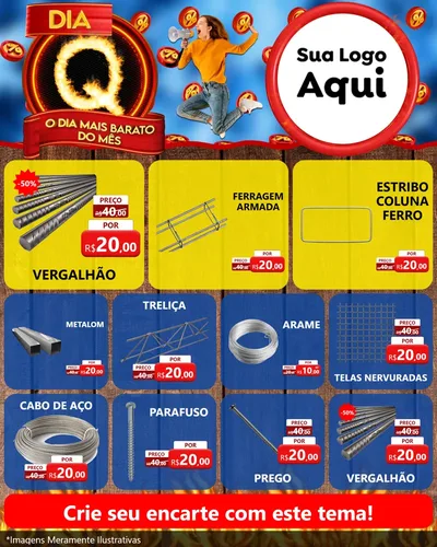 Modelo de Rede Social para Feed Instagram com o tema Dia Q - O Dia Mais Barato Do Mês para Ferragens