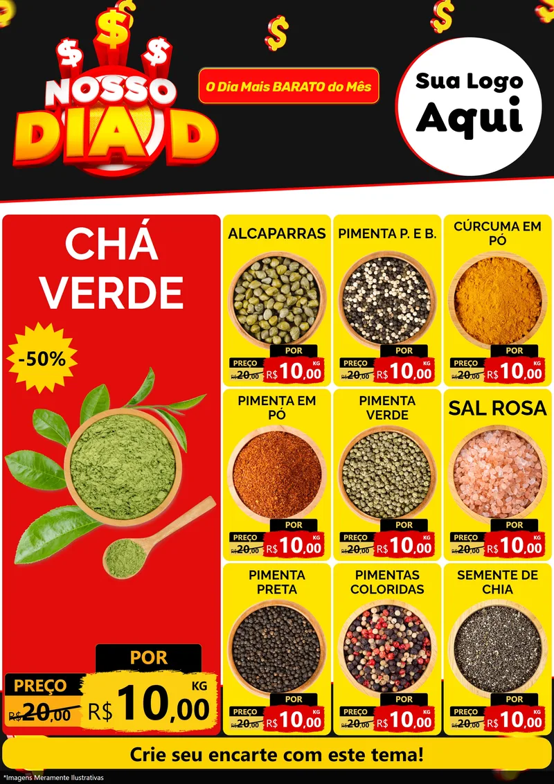 Modelo de Encarte para Encarte A4 Vertical com o tema Nosso Dia D para Produtos Naturais