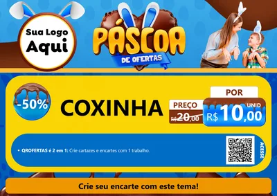 Modelo de Cartaz para Cartaz A4 Horizontal com o tema Páscoa de Ofertas para Salgadaria
