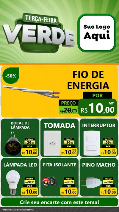Modelo de Rede Social para Stories com o tema Terça - Feira Verde para Materiais Elétricos