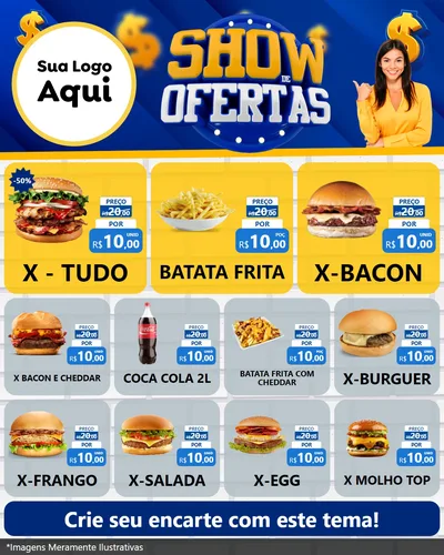 Modelo de Rede Social para Feed Instagram com o tema Show de Ofertas para Hamburgueria