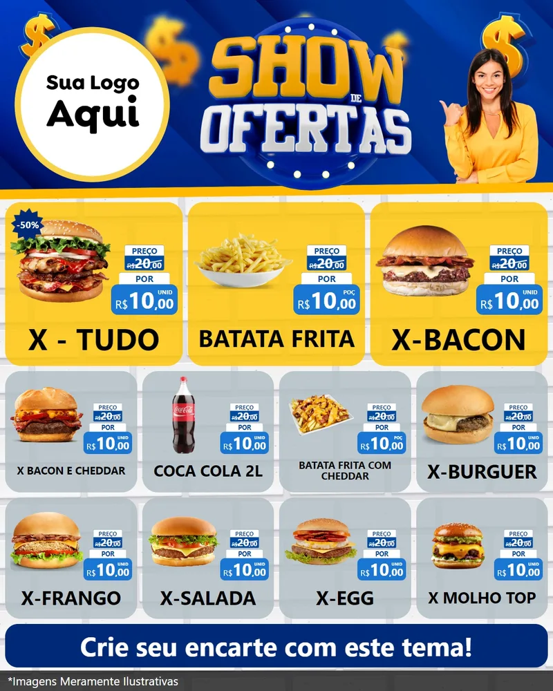 Modelo de Rede Social para Feed Instagram com o tema Show de Ofertas para Hamburgueria