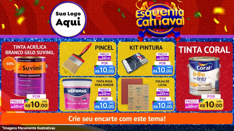Modelo de TV para TV Horizontal com o tema Esquenta de Carnaval para Tintas e Ferramentas