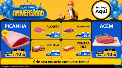Modelo de TV para TV Horizontal com o tema Semana de Aniversário para Açougue