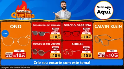 Modelo de TV para TV Horizontal com o tema Semana Queima de Estoque para Óticas