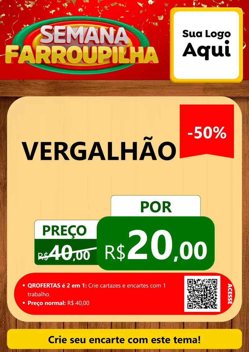 Modelo de Cartaz para Cartaz A4 Vertical com o tema Semana Farroupilha para Ferragens