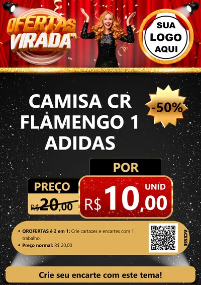 Modelo de Cartaz para Cartaz A4 Vertical com o tema Ofertas da Virada para Roupas e acessórios
