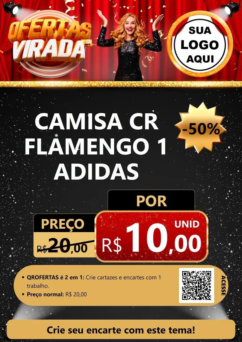 Modelo de Cartaz para Cartaz A4 Vertical com o tema Ofertas da Virada para Roupas e acessórios