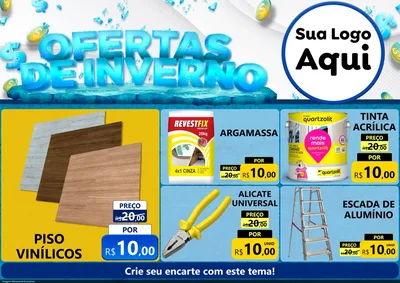 Modelo de Encarte para Encarte A4 Horizontal com o tema Ofertas de Inverno para Material para Construção