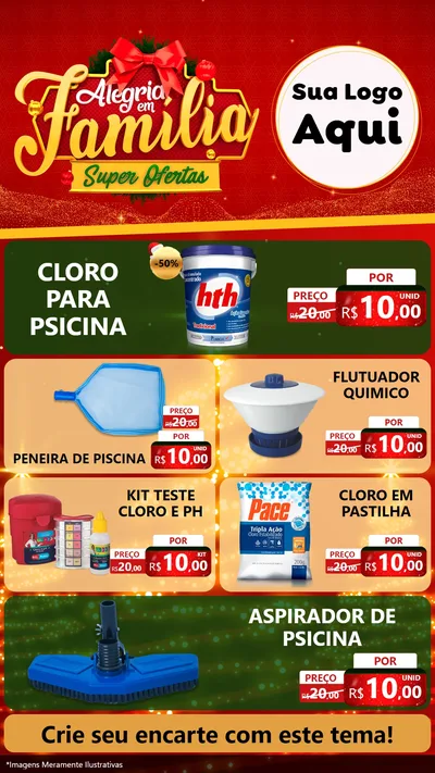 Modelo de TV para TV Vertical com o tema Alegria em Família Super Ofertas - Natal para Produtos para Piscina