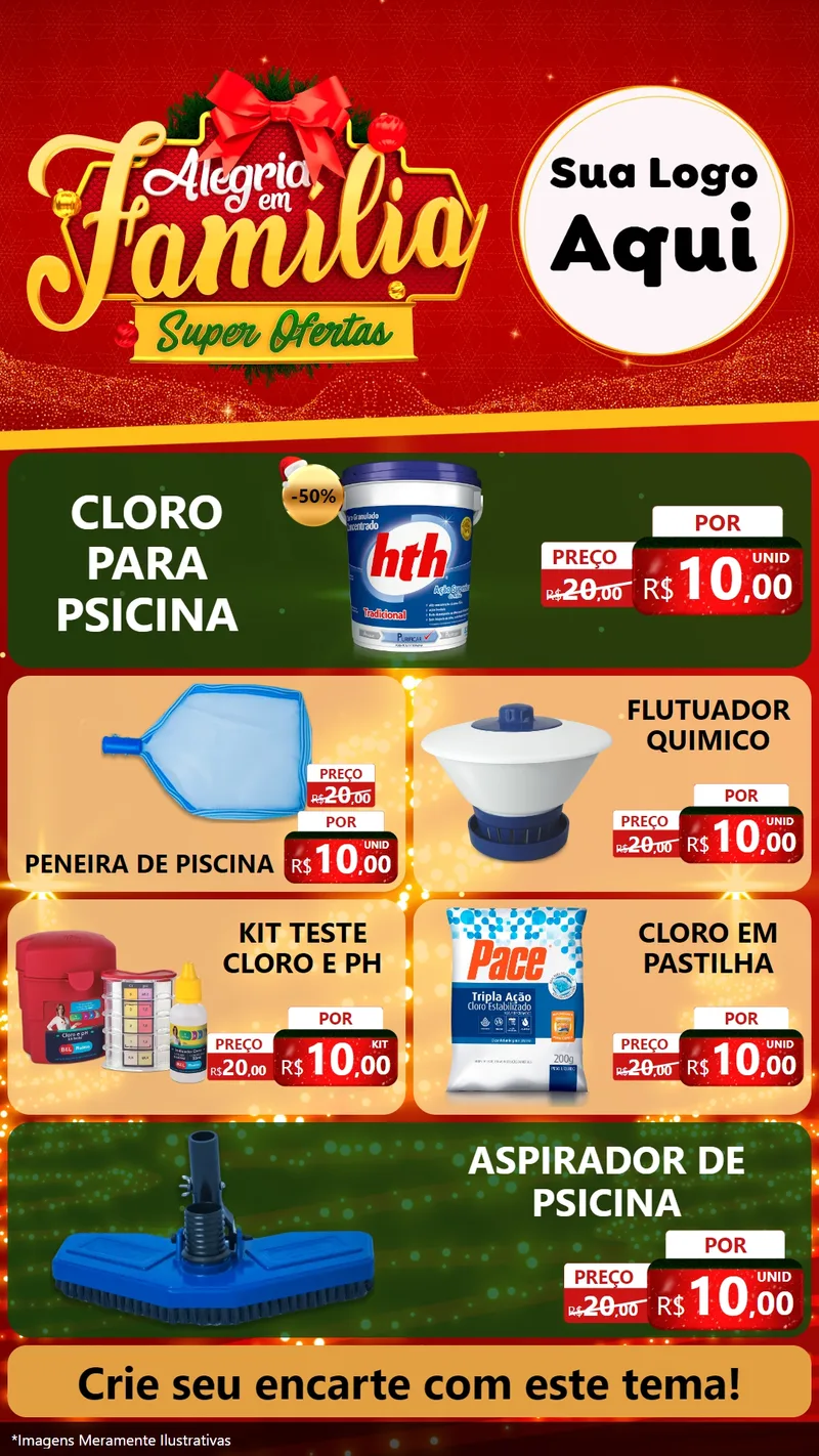Modelo de TV para TV Vertical com o tema Alegria em Família Super Ofertas - Natal para Produtos para Piscina