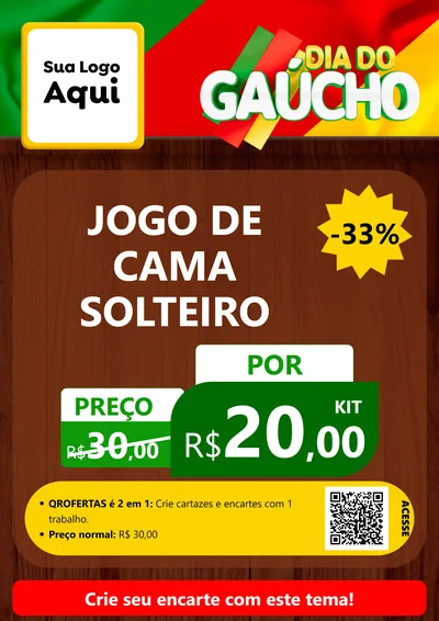 Modelo de Cartaz para Cartaz A4 Vertical com o tema Dia do Gaúcho para Cama, Mesa e Banho