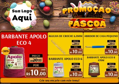 Modelo de Encarte para Encarte A4 Horizontal com o tema Promoção Páscoa para Armarinho e Aviamentos
