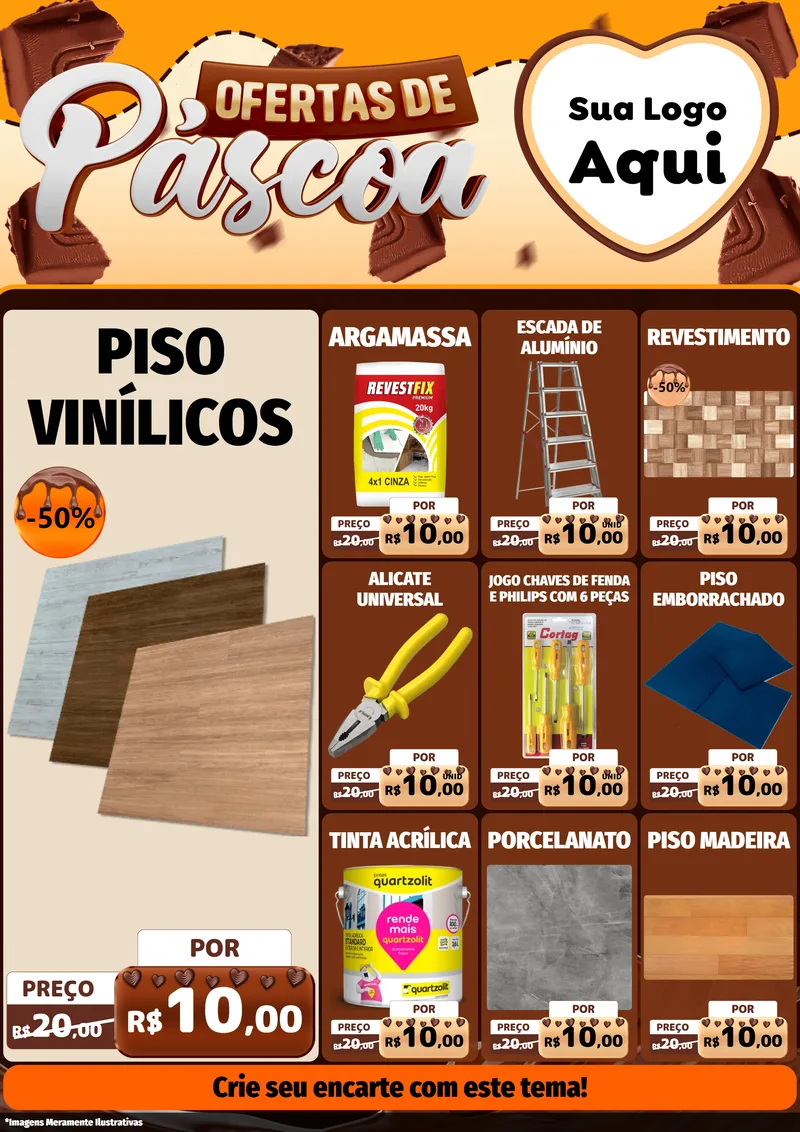 Modelo de Encarte para Encarte A4 Vertical com o tema Ofertas de Páscoa para Material para Construção