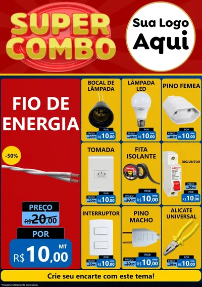 Modelo de Encarte para Encarte A4 Vertical com o tema Super Combo para Materiais Elétricos