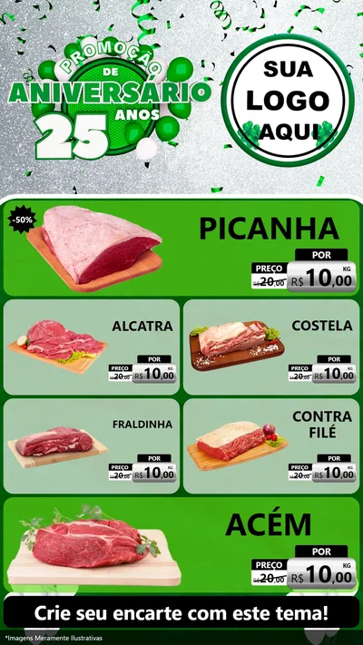 Modelo de TV para TV Vertical com o tema Promoção de Aniversário - 25 Anos para Açougue