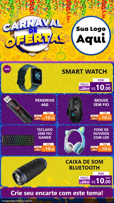Modelo de TV para TV Vertical com o tema Carnaval de Ofertas para Informática