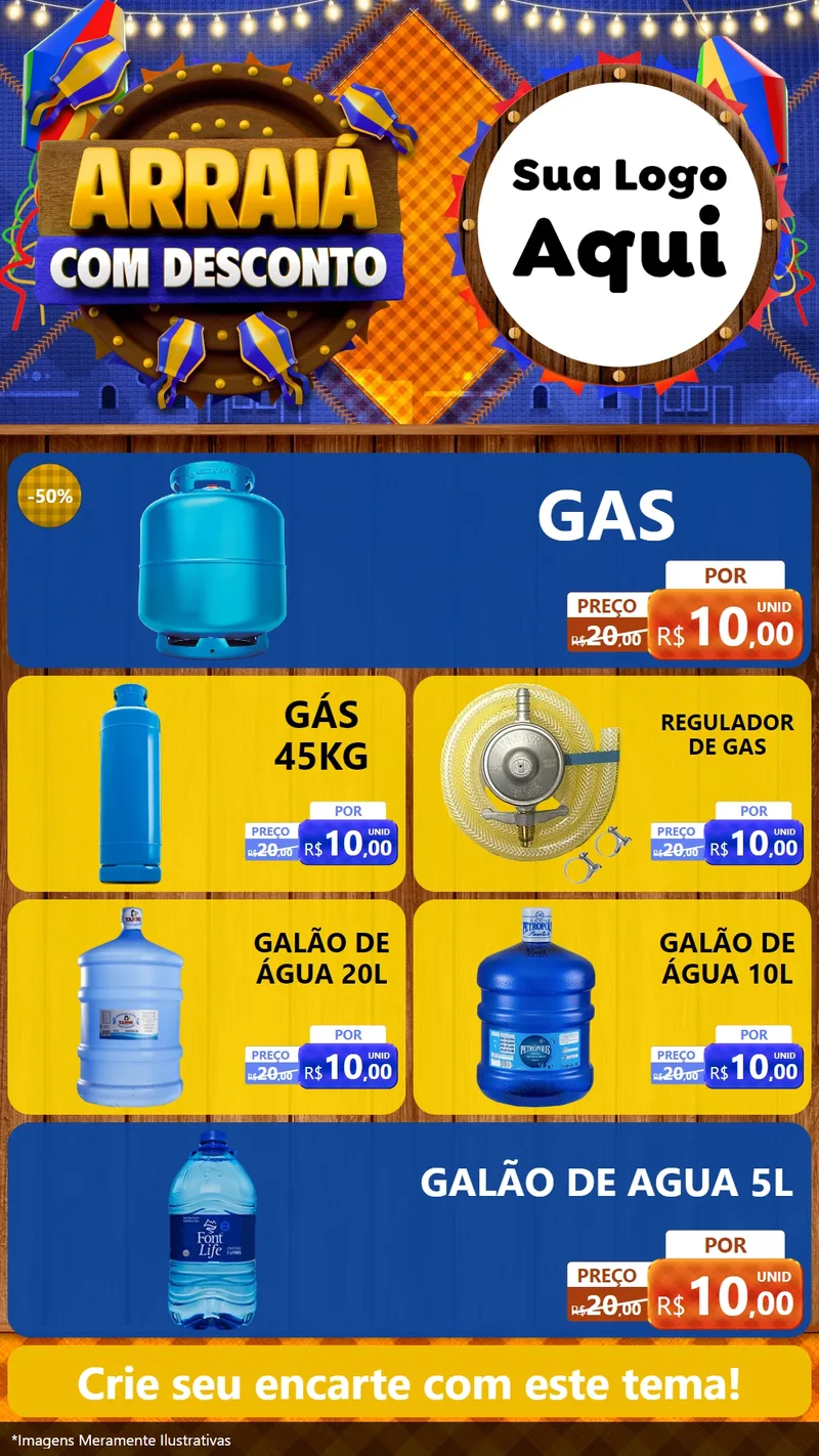 Modelo de TV para TV Vertical com o tema Arraiá Com Desconto para Água e gás