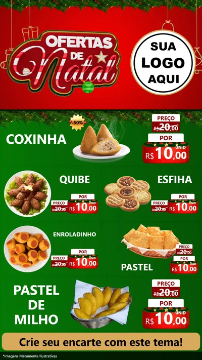 Modelo de TV para TV Vertical com o tema Ofertas de Natal para Salgadaria