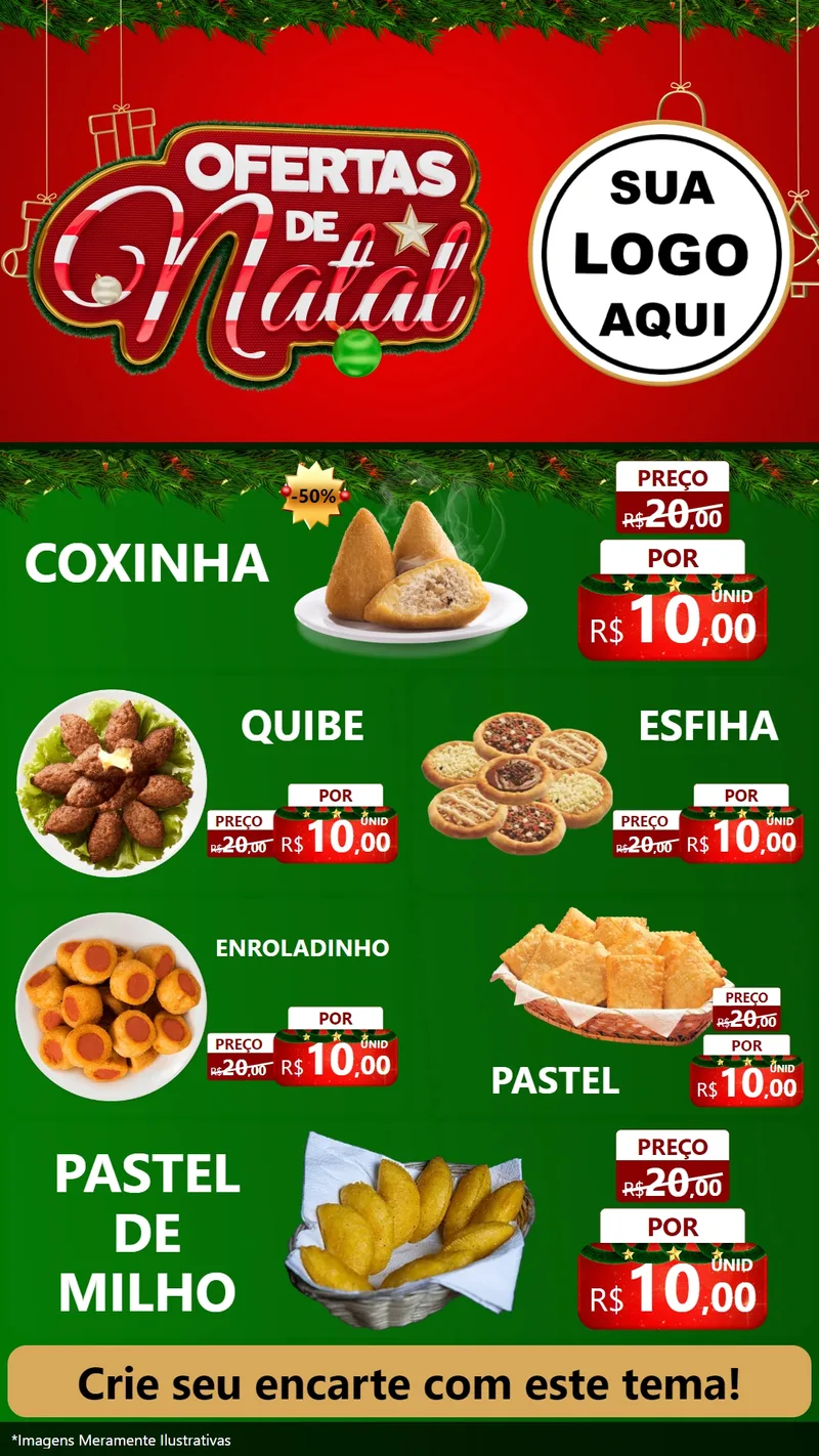 Modelo de TV para TV Vertical com o tema Ofertas de Natal para Salgadaria