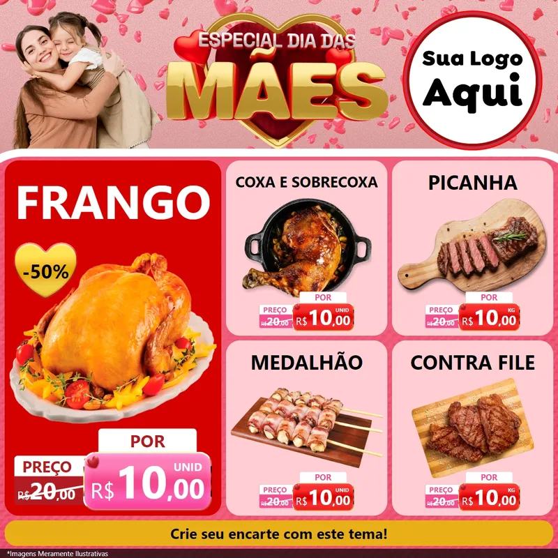 Modelo de Rede Social para Feed Facebook com o tema Especial Dia Das Mães para Assados