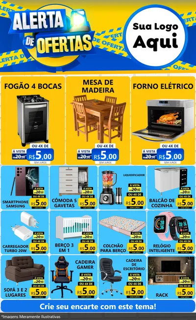 Modelo de Encarte para Encarte Grande com o tema Alerta de Ofertas para Móveis e Eletro