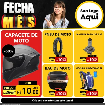 Modelo de Rede Social para Feed Facebook com o tema Fecha Mês para Moto peças