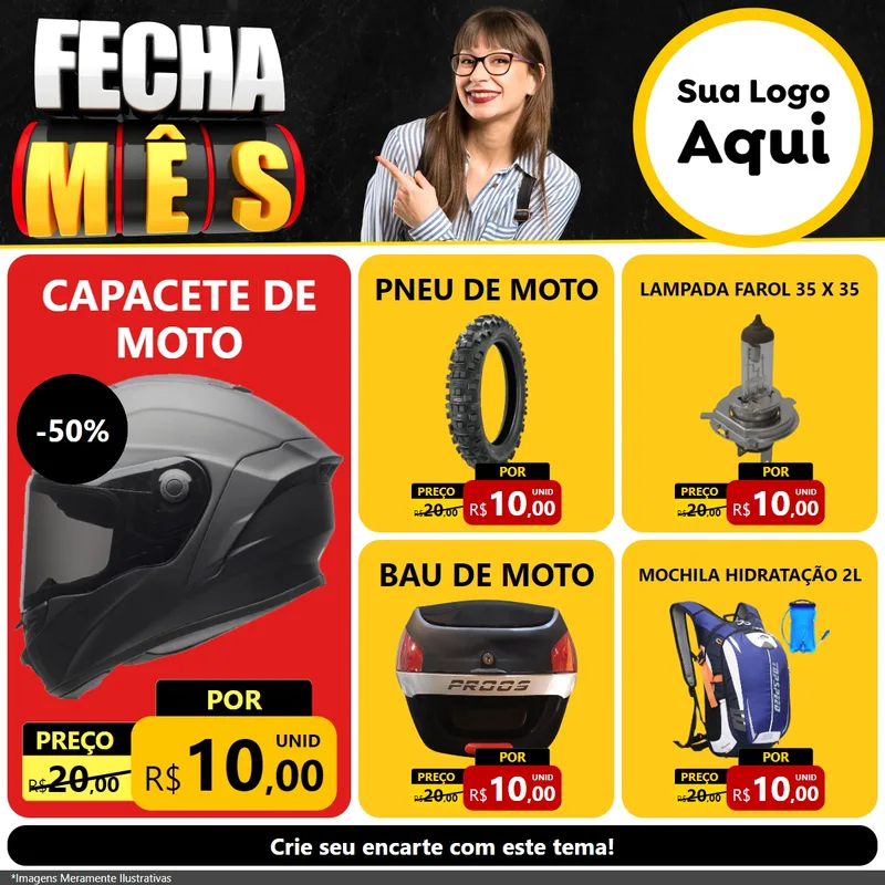 Modelo de Rede Social para Feed Facebook com o tema Fecha Mês para Moto peças
