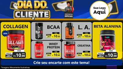 Modelo de TV para TV Horizontal com o tema Dia Do Cliente para Suplementos alimentares