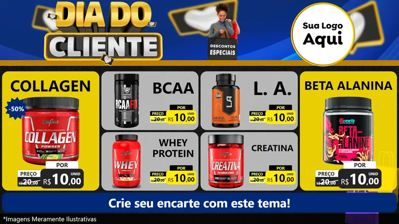 Modelo de TV para TV Horizontal com o tema Dia Do Cliente para Suplementos alimentares
