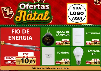 Modelo de Encarte para Encarte A4 Horizontal com o tema Ofertas de Natal para Materiais Elétricos
