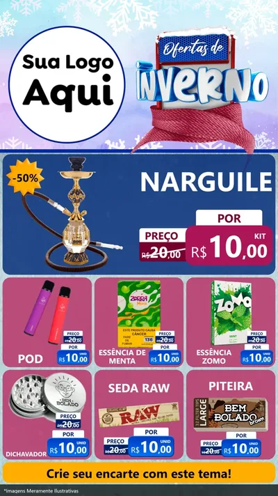 Modelo de Rede Social para Stories com o tema Ofertas de Inverno para Tabacaria