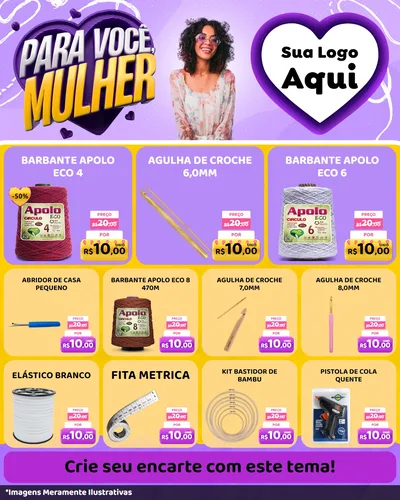 Modelo de Rede Social para Feed Instagram com o tema Para Você, Mulher para Armarinho e Aviamentos