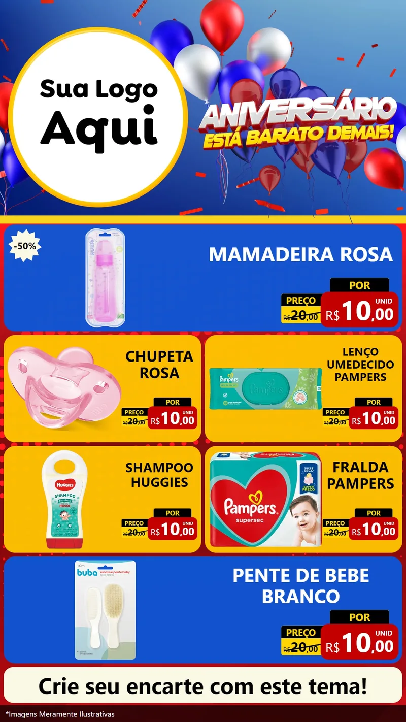 Modelo de TV para TV Vertical com o tema Aniversário para Bebês