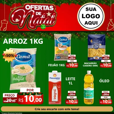Modelo de Rede Social para Feed Facebook com o tema Ofertas de Natal para Supermercado