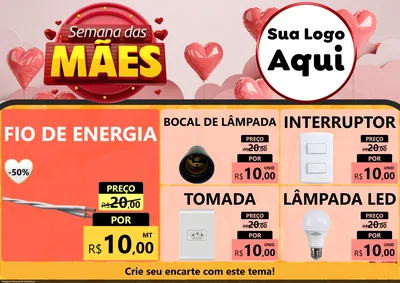 Modelo de Encarte para Encarte A4 Horizontal com o tema Semana das Mães para Materiais Elétricos