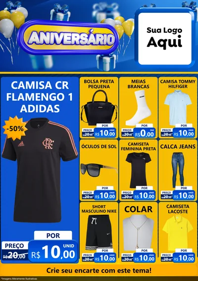 Modelo de Encarte para Encarte A4 Vertical com o tema Aniversário para Roupas e acessórios