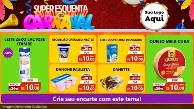 Modelo de TV para TV Horizontal com o tema Super Esquenta de Carnaval para Frios e Laticínios