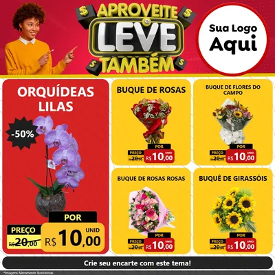 Modelo de Rede Social para Feed Facebook com o tema Aproveite e Leve Também para Floricultura e jardim