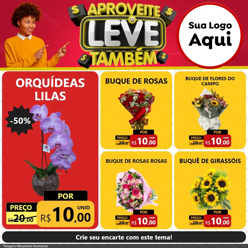Modelo de Rede Social para Feed Facebook com o tema Aproveite e Leve Também para Floricultura e jardim