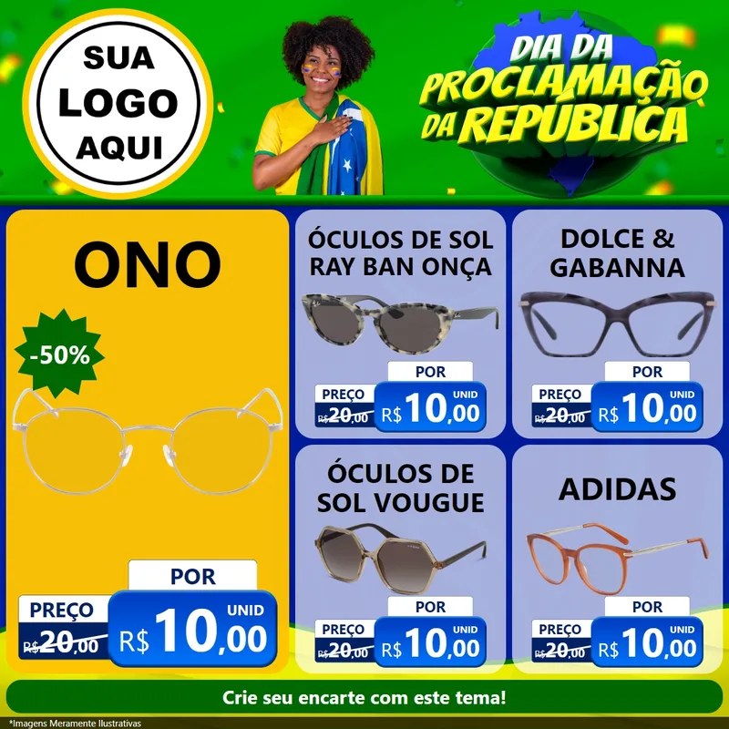 Modelo de Rede Social para Feed Facebook com o tema Dia Da Proclamação Da República para Óticas