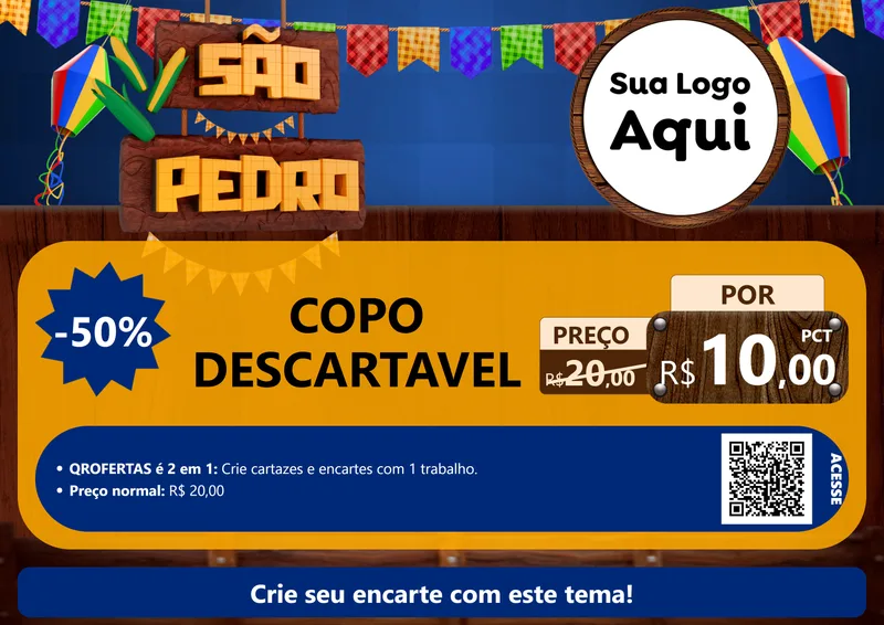 Modelo de Cartaz para Cartaz A4 Horizontal com o tema São Pedro para Embalagens