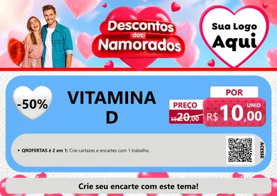 Modelo de Cartaz para Cartaz A4 Horizontal com o tema Descontos dos Namorados para Farmácia