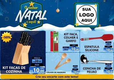 Modelo de Encarte para Encarte A4 Horizontal com o tema O Melhor Natal É Aqui! para Utilidades Domésticas