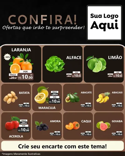 Modelo de Rede Social para Feed Instagram com o tema Confira! Ofertas que irão te surpreender! para Hortifrúti