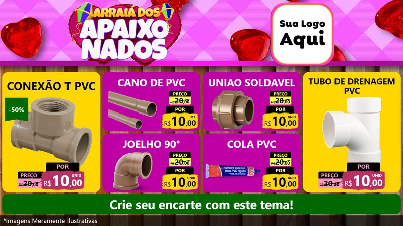 Modelo de TV para TV Horizontal com o tema Arraiá dos Apaixonados para Tubos e conexões